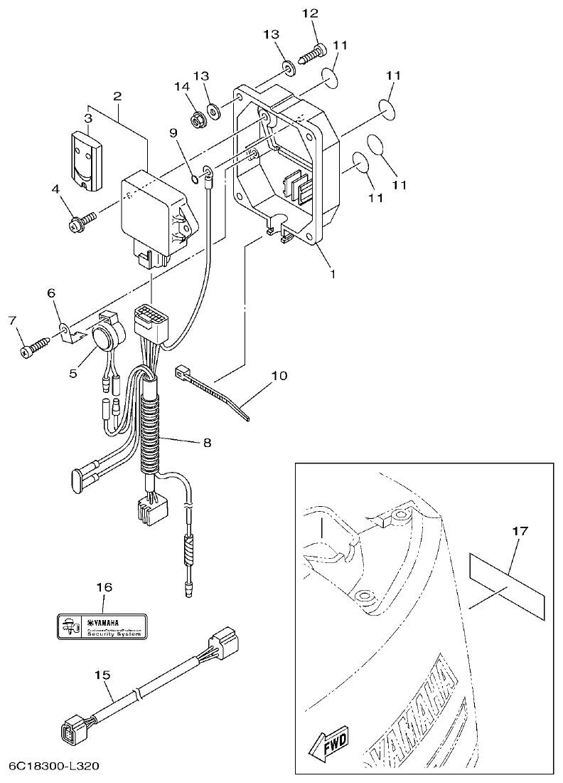 Yamaha F40H, F50H, F60F OPTIONAL PARTS 1 parts diagram